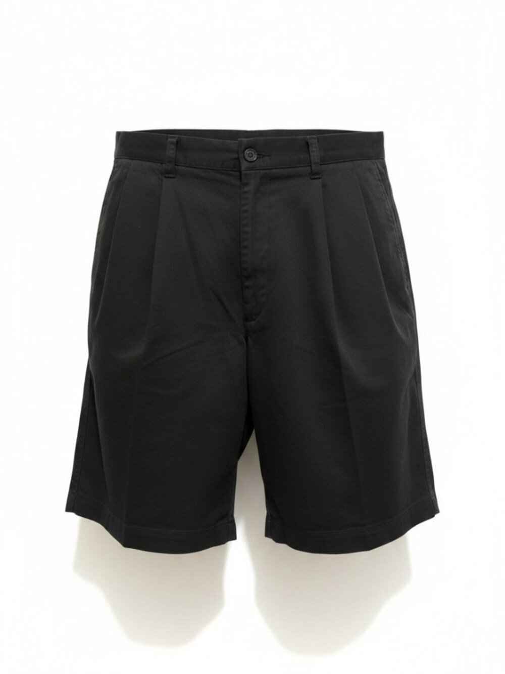 Dockers Men's 34 Black Pleated Relaxed Fit Chino Shorts Stretch Cotton